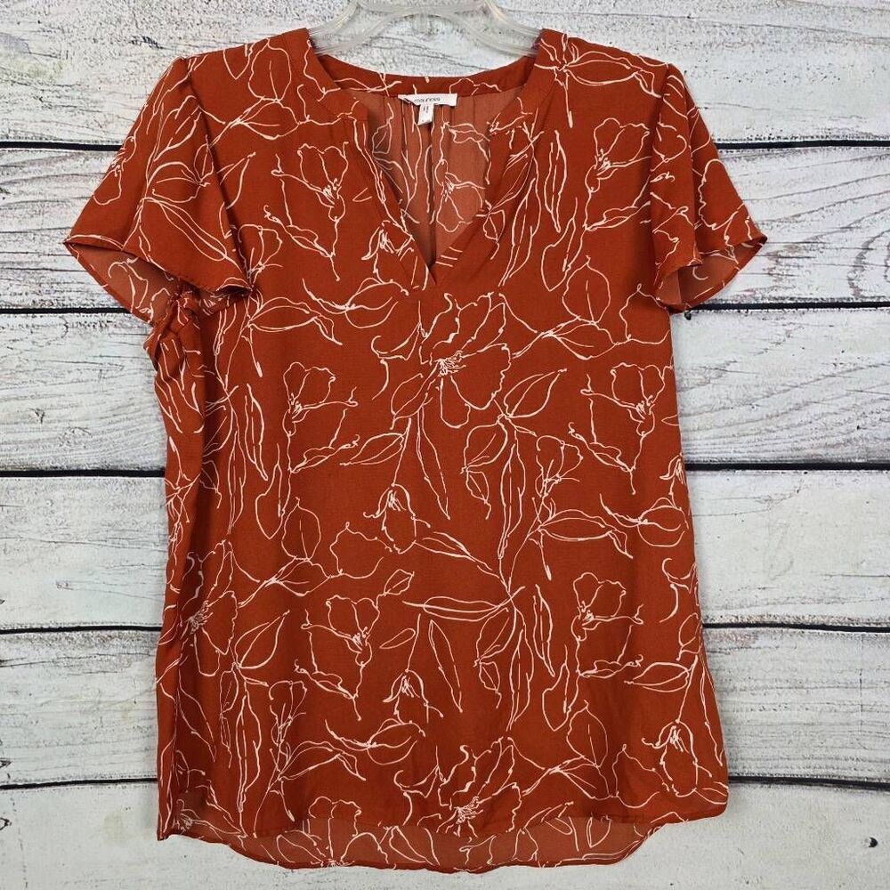 Maurices Burnt Orange Floral Print Blouse Size M